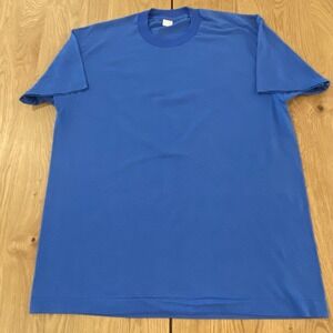 Vintage 80s Screen Stars Blank Single Stitch T Shirt Blue XL